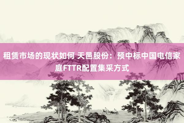 租赁市场的现状如何 天邑股份：预中标中国电信家庭FTTR配置集采方式