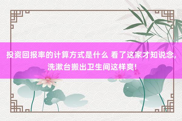 投资回报率的计算方式是什么 看了这家才知说念, 洗漱台搬出卫生间这样爽!