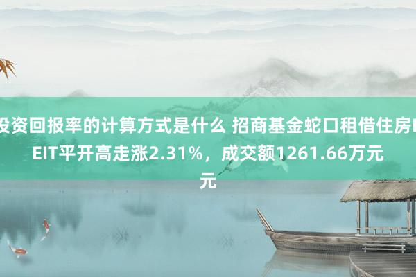 投资回报率的计算方式是什么 招商基金蛇口租借住房REIT平开高走涨2.31%，成交额1261.66万元