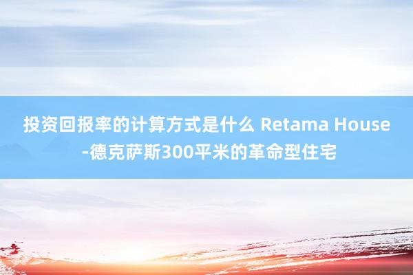 投资回报率的计算方式是什么 Retama House -德克萨斯300平米的革命型住宅