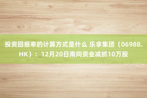 投资回报率的计算方式是什么 乐享集团（06988.HK）：12月20日南向资金减抓10万股