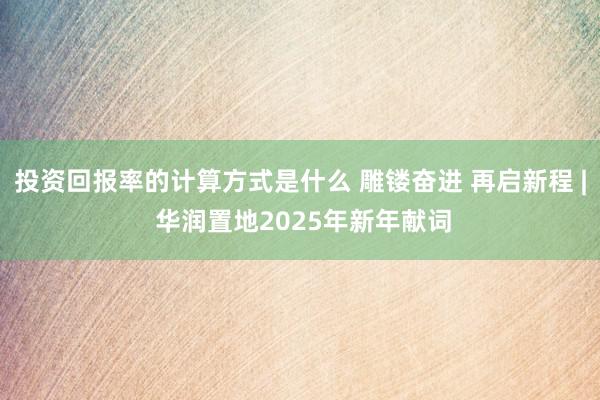 投资回报率的计算方式是什么 雕镂奋进 再启新程 | 华润置地2025年新年献词