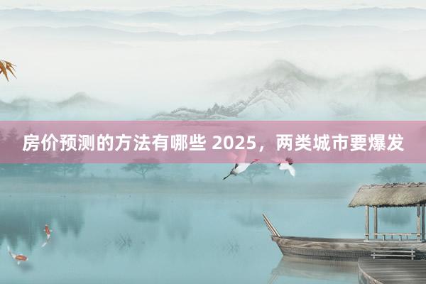 房价预测的方法有哪些 2025，两类城市要爆发