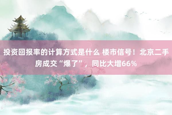 投资回报率的计算方式是什么 楼市信号！北京二手房成交“爆了”，同比大增66%