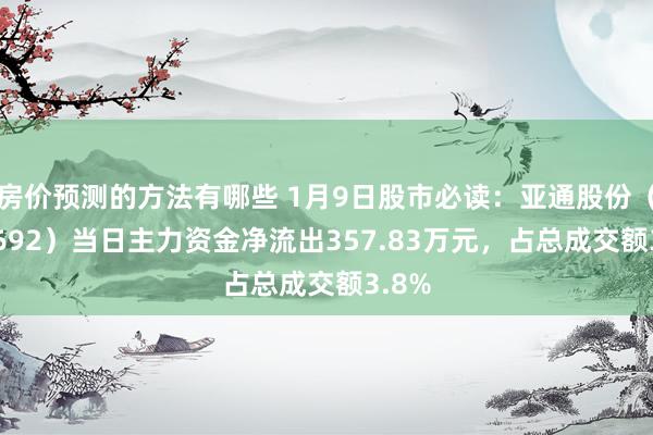 房价预测的方法有哪些 1月9日股市必读：亚通股份（600692）当日主力资金净流出357.83万元，占总成交额3.8%