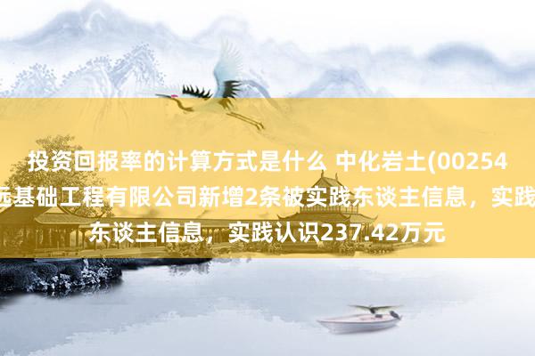 投资回报率的计算方式是什么 中化岩土(002542)控股的上海辽远基础工程有限公司新增2条被实践东谈主信息，实践认识237.42万元