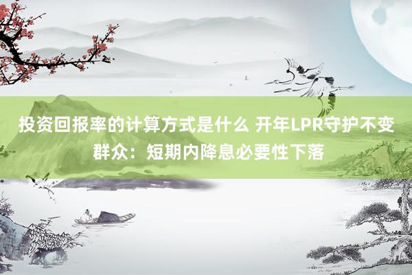 投资回报率的计算方式是什么 开年LPR守护不变 群众：短期内降息必要性下落