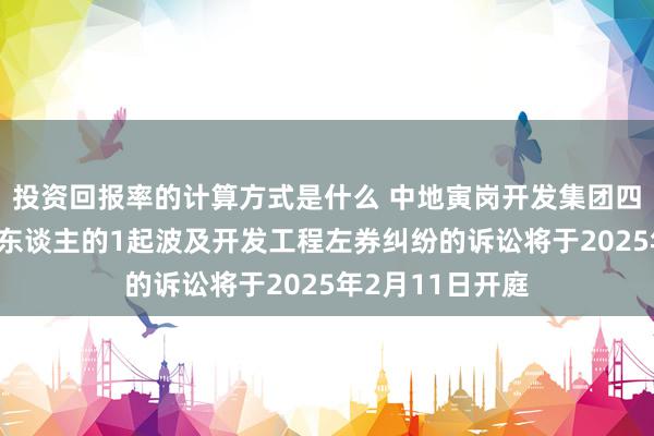 投资回报率的计算方式是什么 中地寅岗开发集团四肢被告/被上诉东谈主的1起波及开发工程左券纠纷的诉讼将于2025年2月11日开庭