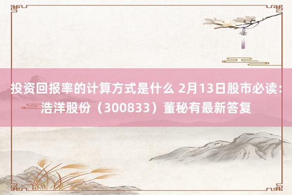 投资回报率的计算方式是什么 2月13日股市必读：浩洋股份（300833）董秘有最新答复