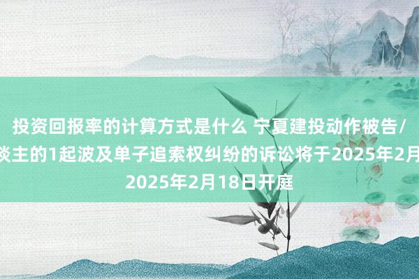 投资回报率的计算方式是什么 宁夏建投动作被告/被上诉东谈主的1起波及单子追索权纠纷的诉讼将于2025年2月18日开庭