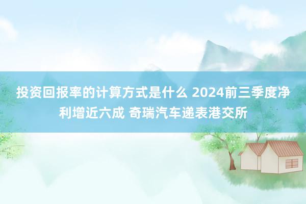 投资回报率的计算方式是什么 2024前三季度净利增近六成 奇瑞汽车递表港交所