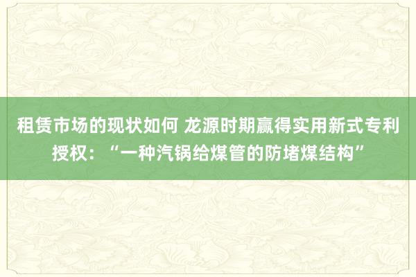 租赁市场的现状如何 龙源时期赢得实用新式专利授权：“一种汽锅给煤管的防堵煤结构”