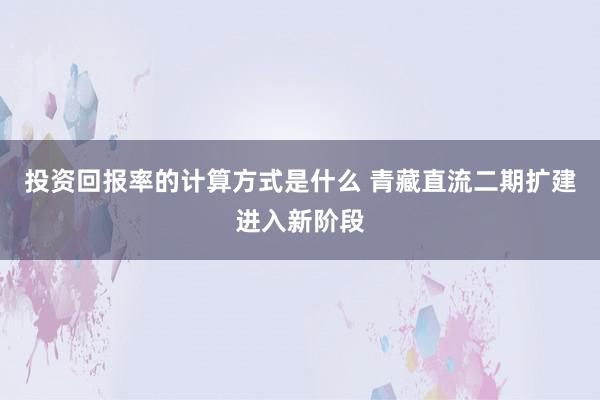 投资回报率的计算方式是什么 青藏直流二期扩建进入新阶段