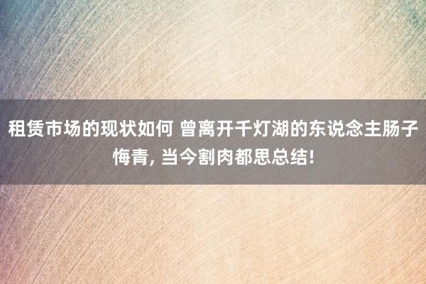 租赁市场的现状如何 曾离开千灯湖的东说念主肠子悔青, 当今割肉都思总结!